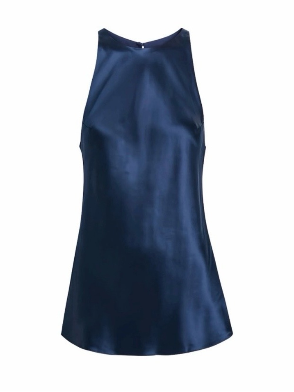 Reformation Blue Silk Sleeveless Keyhole Back Round Neck Tank Blouse NWT Size 12
